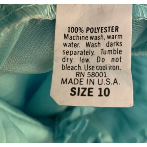 Vintage Blouse Size 10 Blue Button Front Tie Ruffled Neckline Copy Cats - Picture 5 of 5